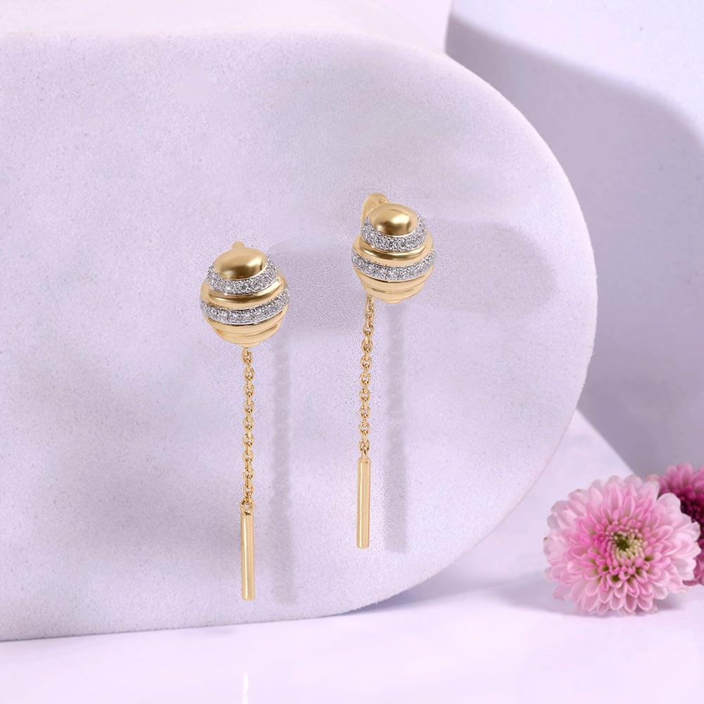 Hive Whisper Diamond Sui Dhaga Earrings,,hi-res image number null