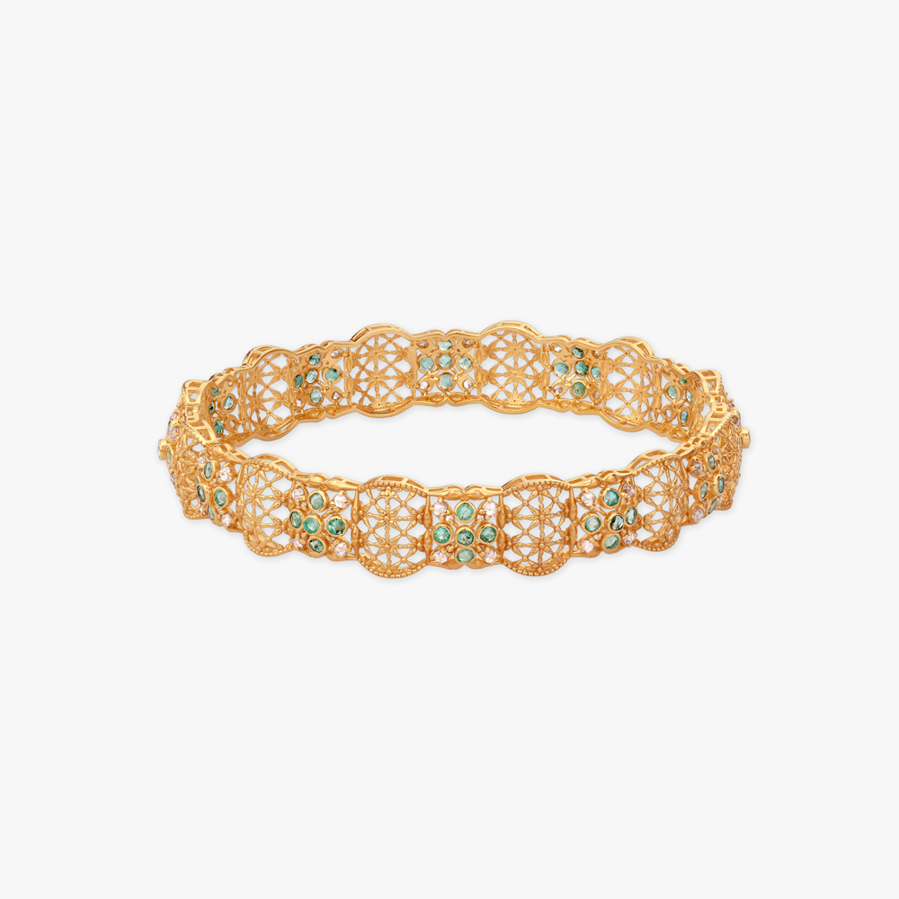 Lace Mosaic Gold Bangles,,hi-res image number null