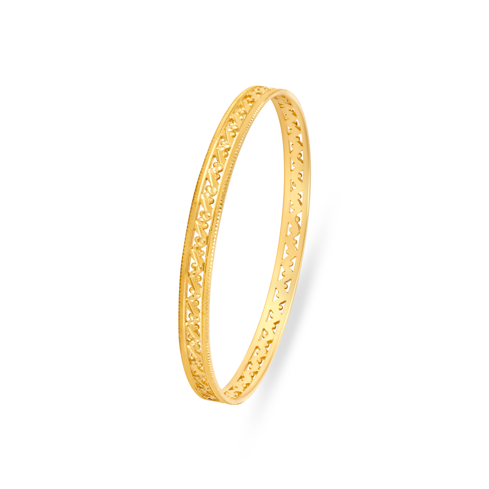 Resplendent Yellow Gold Carved Bangles,,hi-res image number null