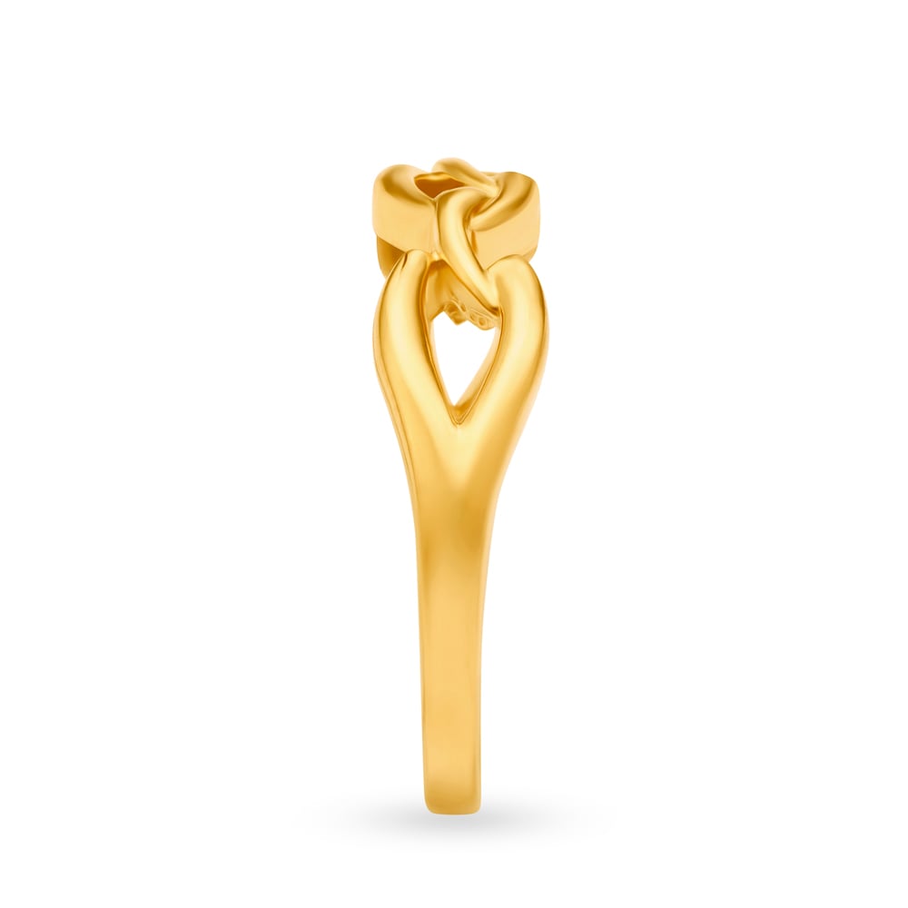 Elegant 22 Karat Yellow Gold Interlinked Waves Finger Ring,,hi-res image number null