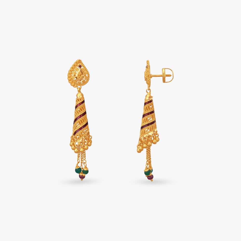Heritage Swirl Gold Drop Earrings,,hi-res image number null