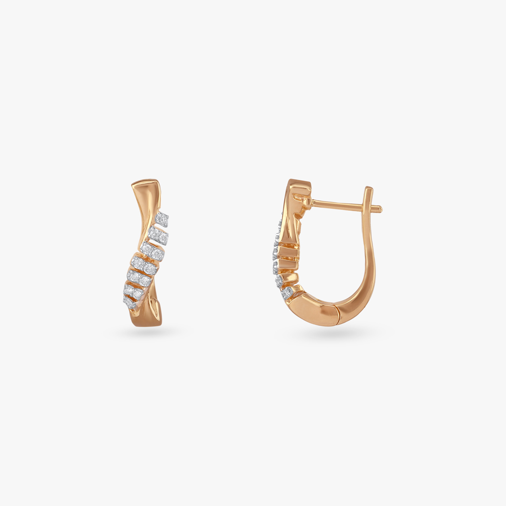 Wave Crest Diamond Hoop Earrings,,hi-res image number null