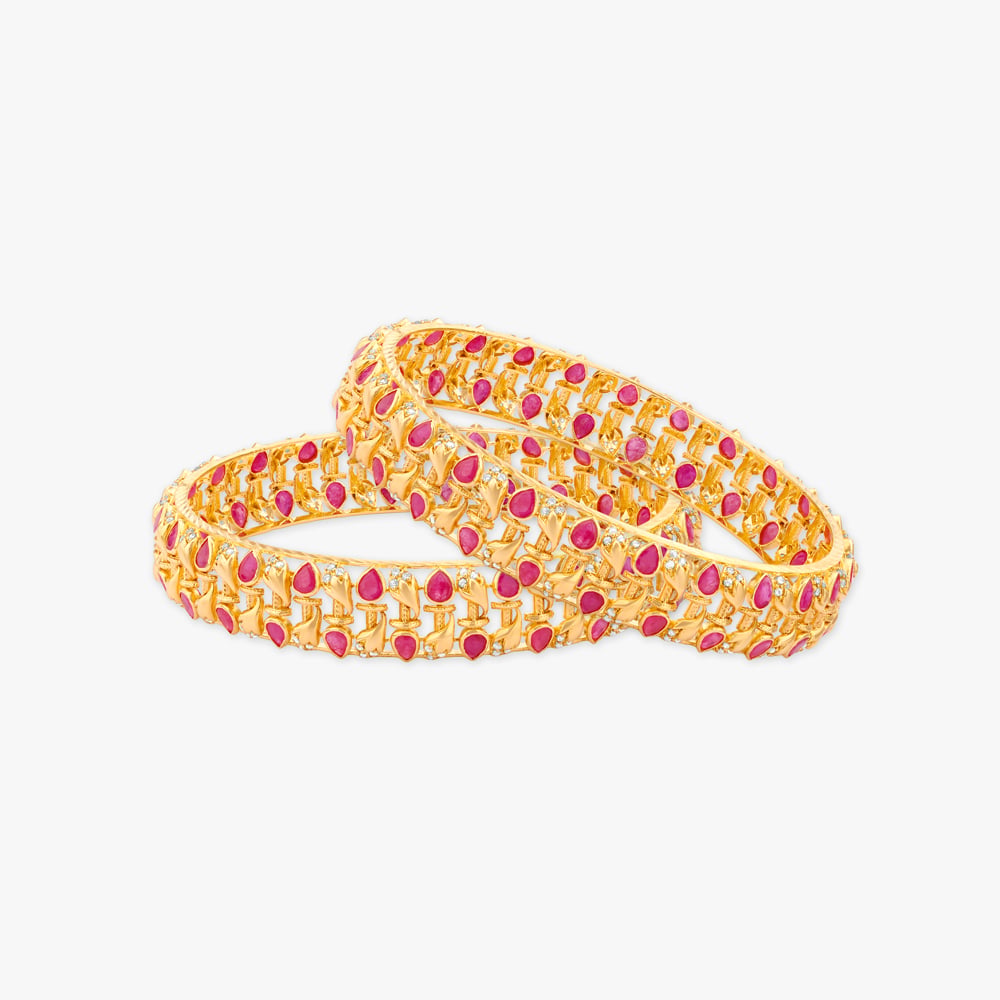 Petal Relay Gold Bangles,,hi-res image number null