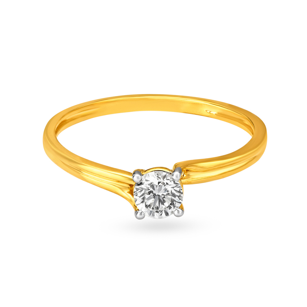 Classic 18 Karat Yellow Gold Solitaire Finger Ring,,hi-res image number null