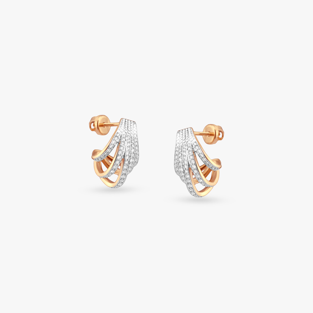 Cascaded Curve Diamond Stud Earrings,,hi-res image number null