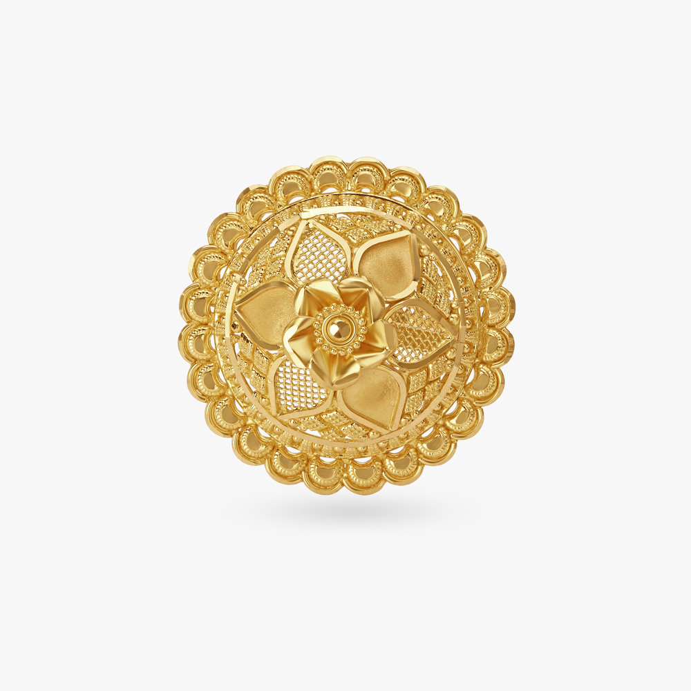 Floral Heritage Gold Finger Ring,,hi-res image number null