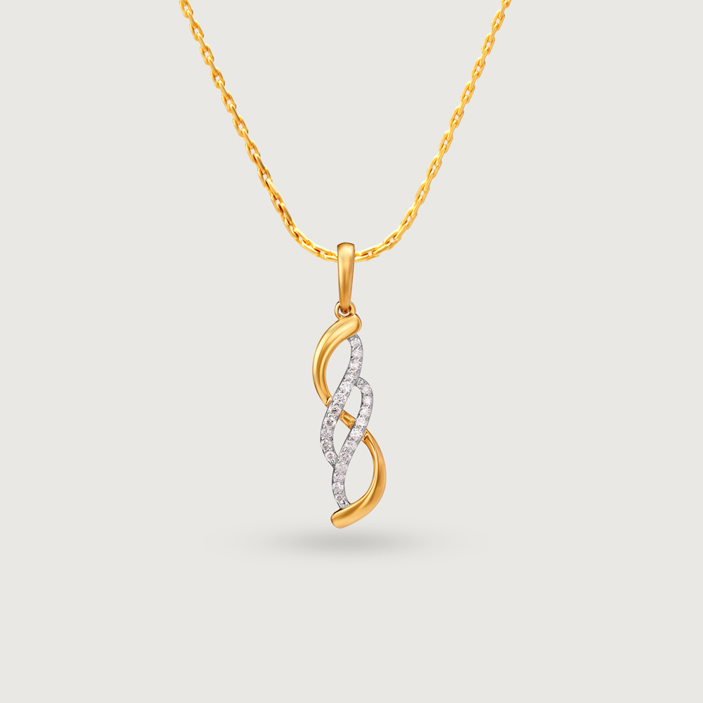 Flowing Twist Gold & Diamond Pendant,,hi-res image number null