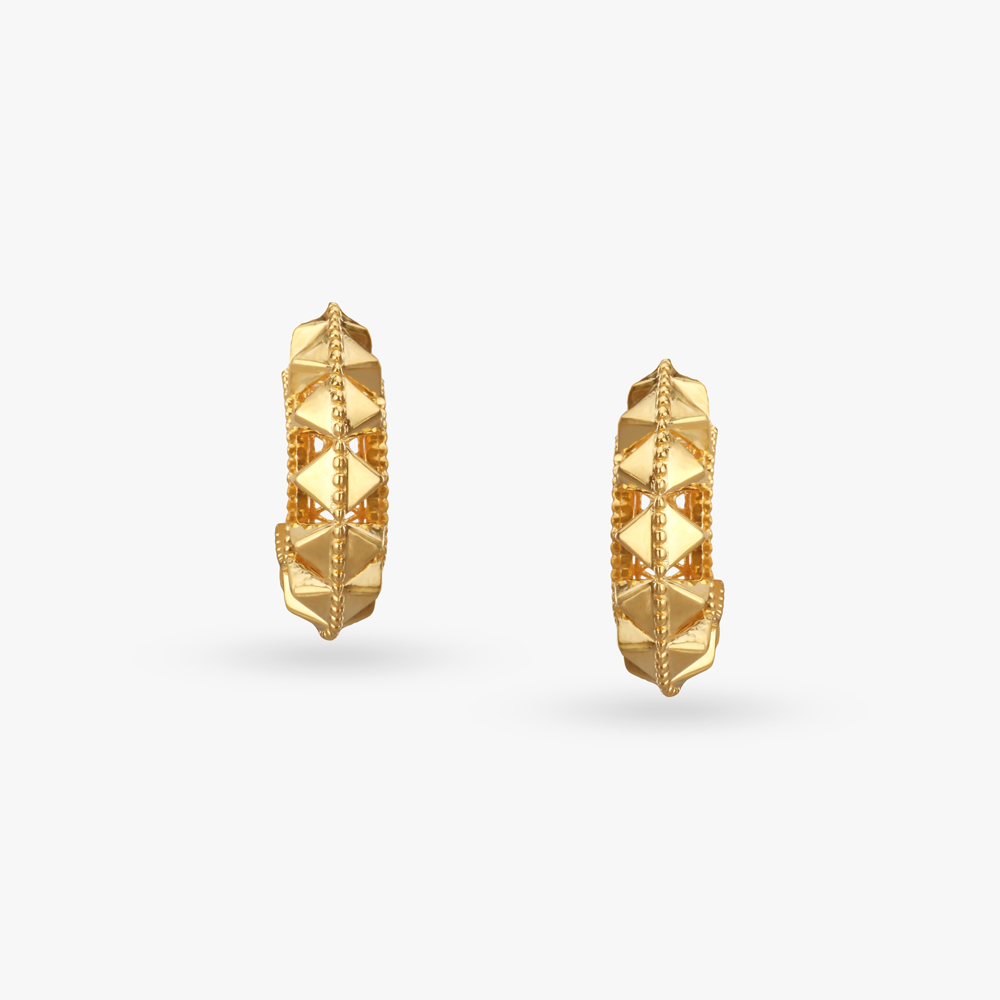 Bold Pyramid Gold Hoop Earrings,,hi-res image number null