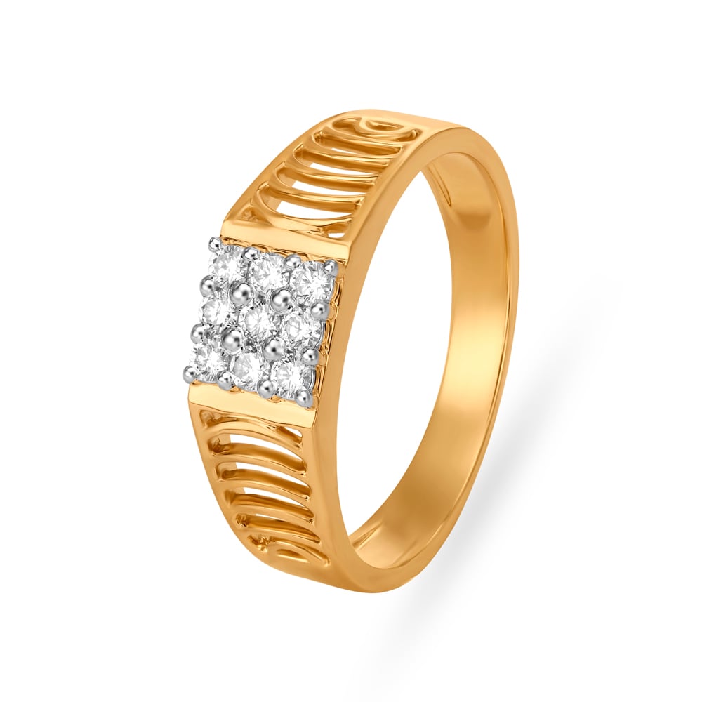 Hypnotising Gold and Diamond Finger Ring for men,,hi-res image number null
