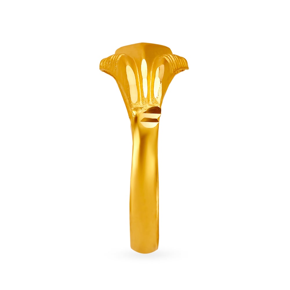 Simplistic 22 Karat Yellow Gold Rhomboid Ring,,hi-res image number null