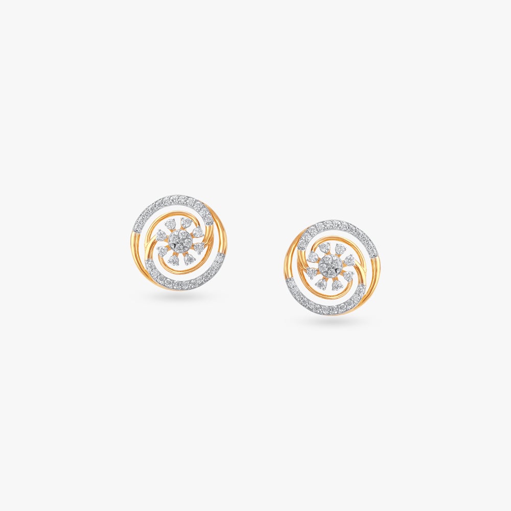 Trendy Bloom Diamond Stud Earrings,,hi-res image number null