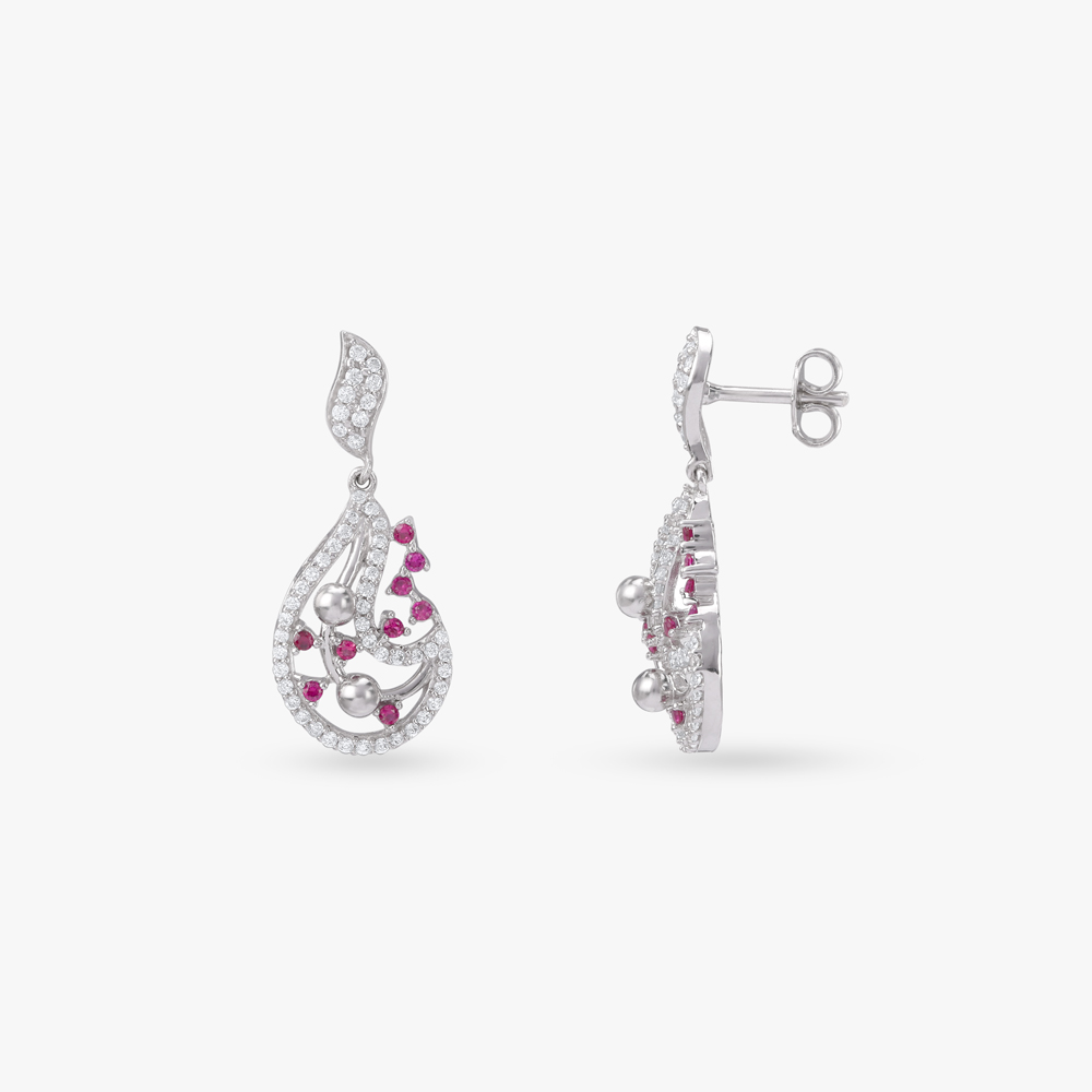 Blush Bloom Silver Pendant with Chain and Earrings Set,,hi-res image number null