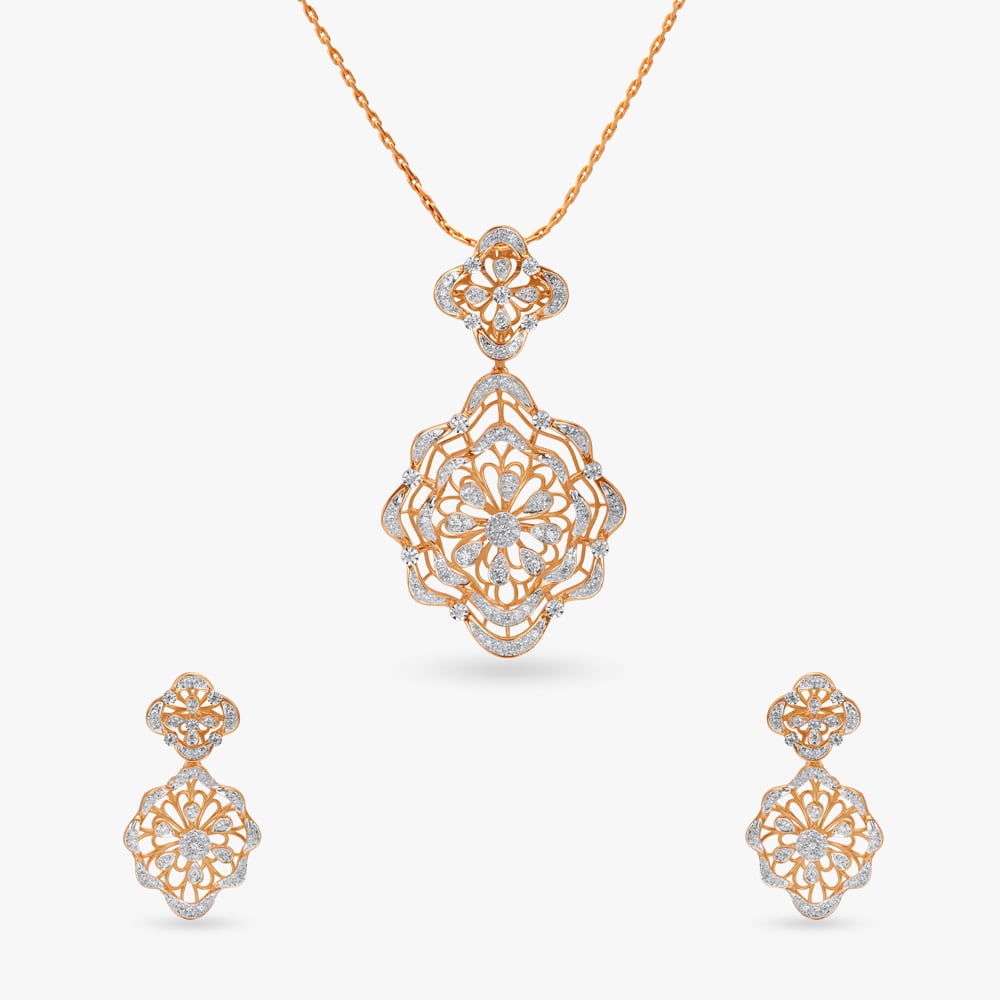 

Poetic Grace Diamond Pendant and Earrings Set