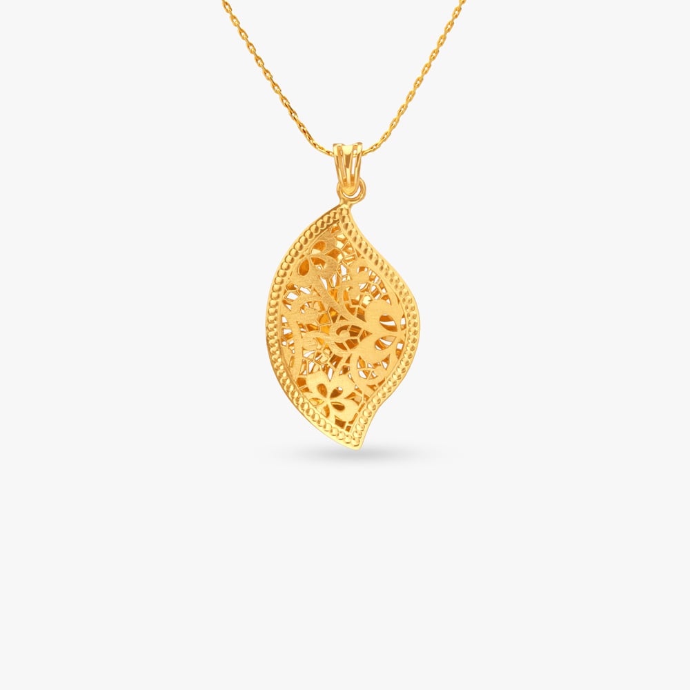Blossom Curl Gold Pendant and Earrings Set,,hi-res image number null
