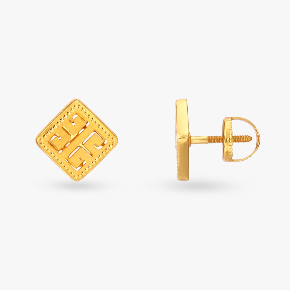 Square Gold Stud Earrings,,hi-res image number null