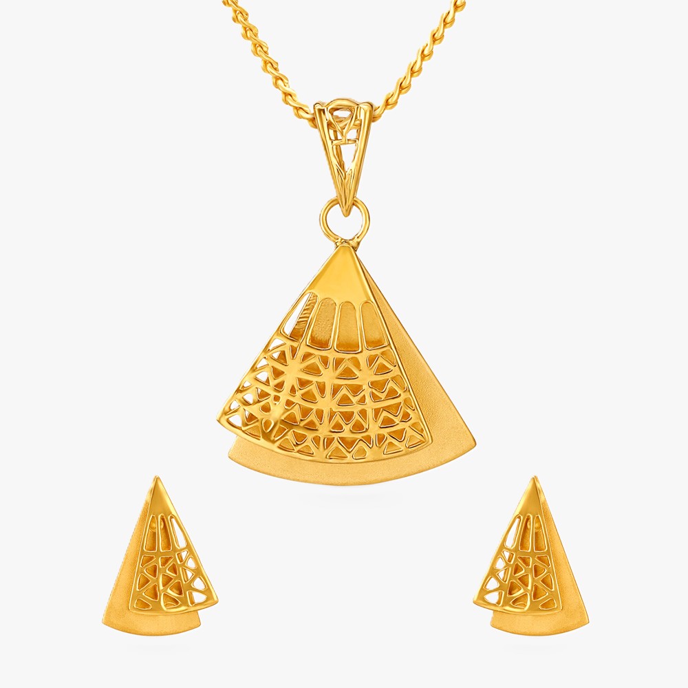 

Prism Layer Gold Pendant and Earrings Set