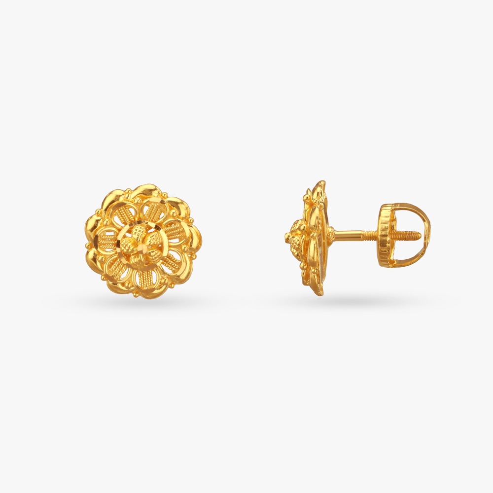 

Blossom Crest Gold Stud Earrings
