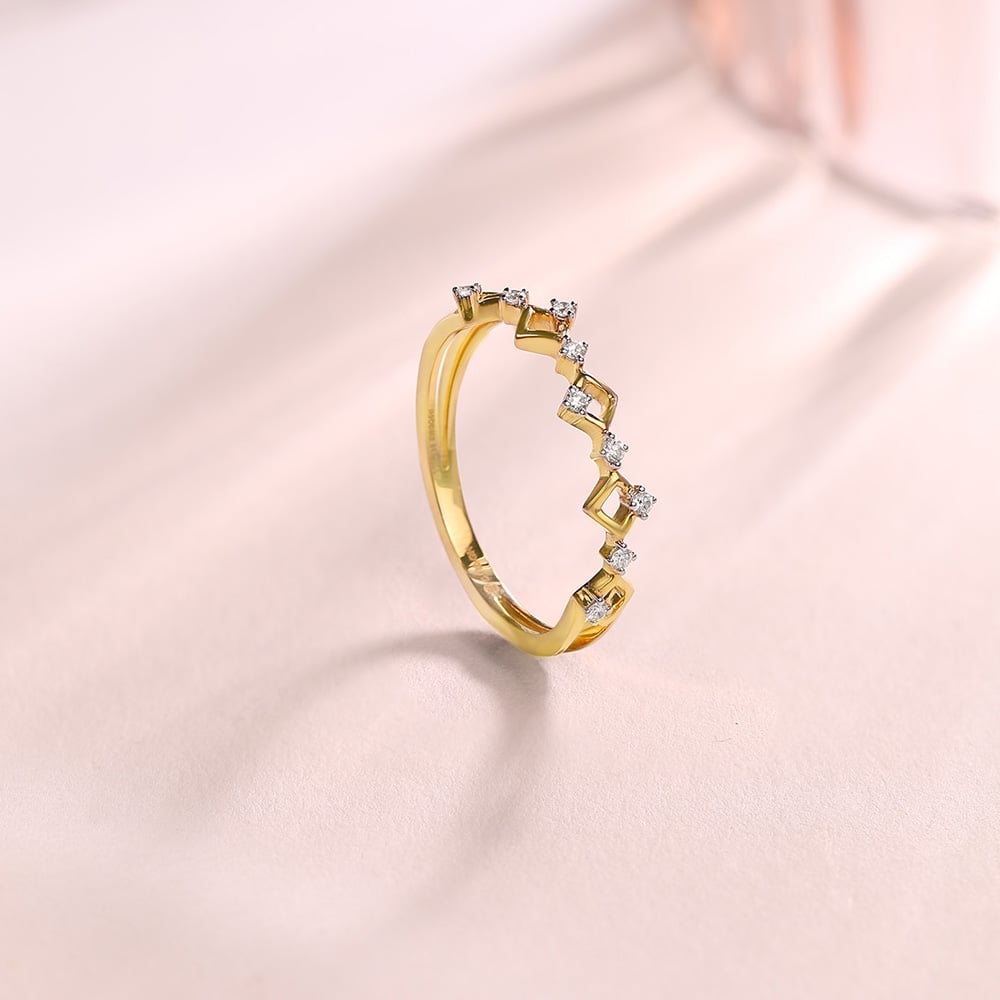 Sparkle Twist Gold & Diamond Finger Ring,,hi-res image number null