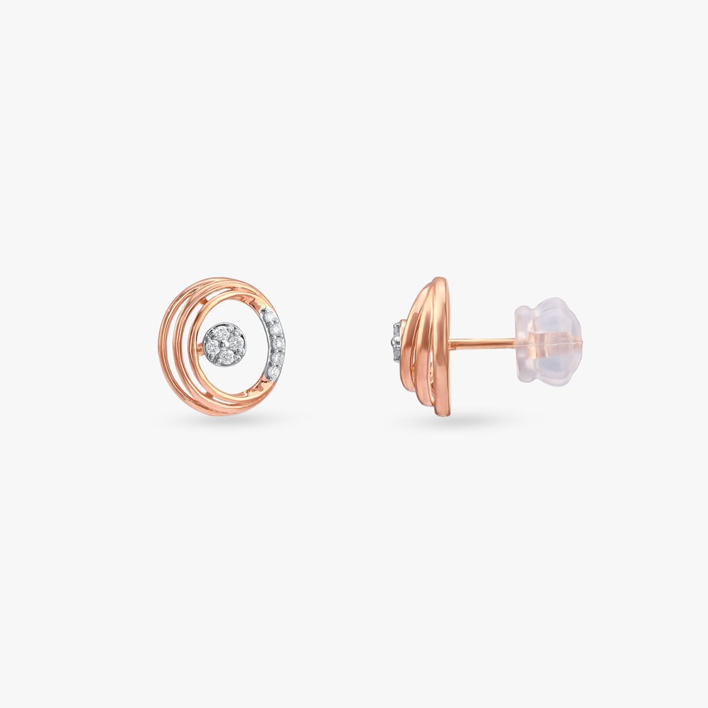 Spiralled Shine Diamond Stud Earrings,,hi-res image number null