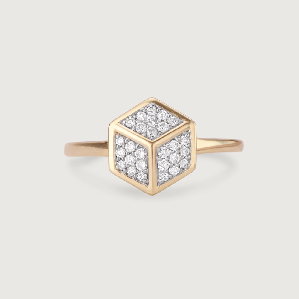 Geometric Glamour 14KT Gold & Diamond Ring,,hi-res image number null