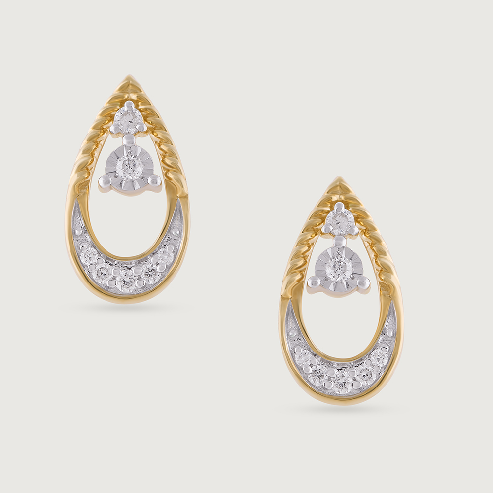 Teardrop Unity Gold & Diamond Stud Earrings,,hi-res image number null