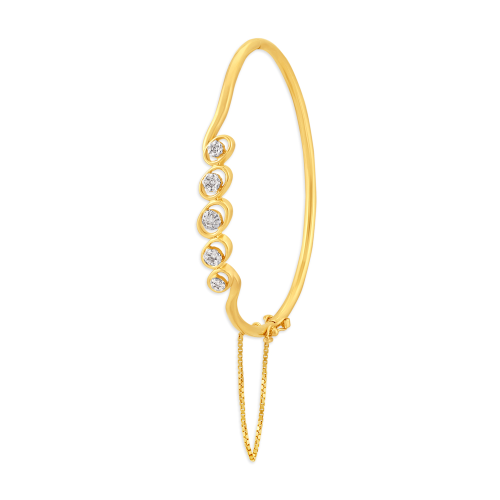 Geometric Gold and Diamond Bangle,,hi-res image number null