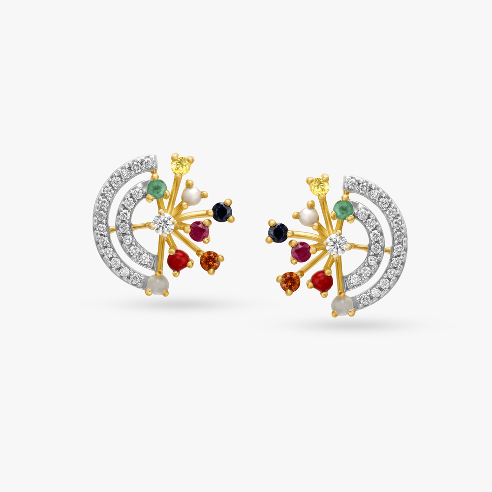 Classy Navaratna Stud Earrings,,hi-res image number null
