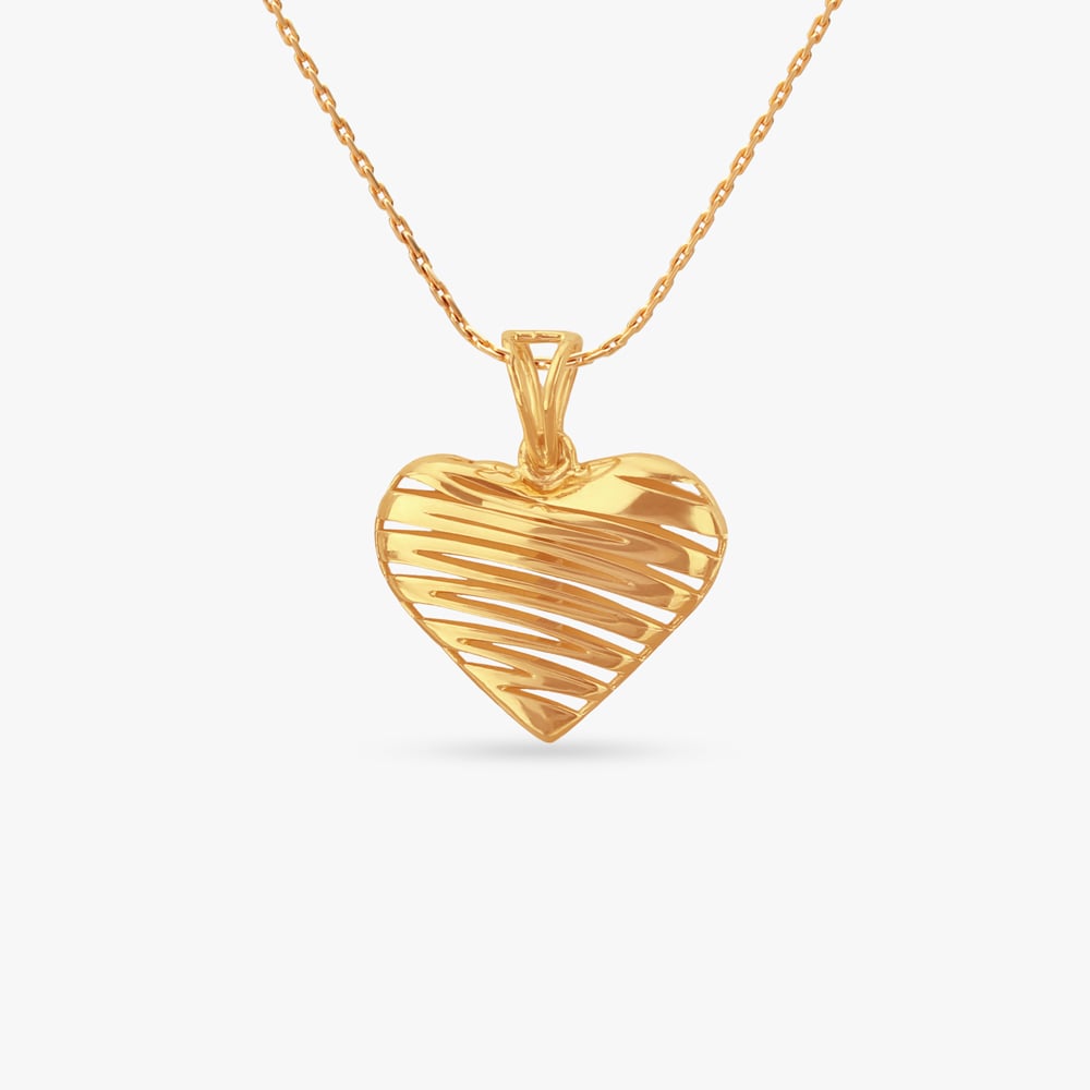 Subtle Heart Gold Pendant and Earrings Set,,hi-res image number null