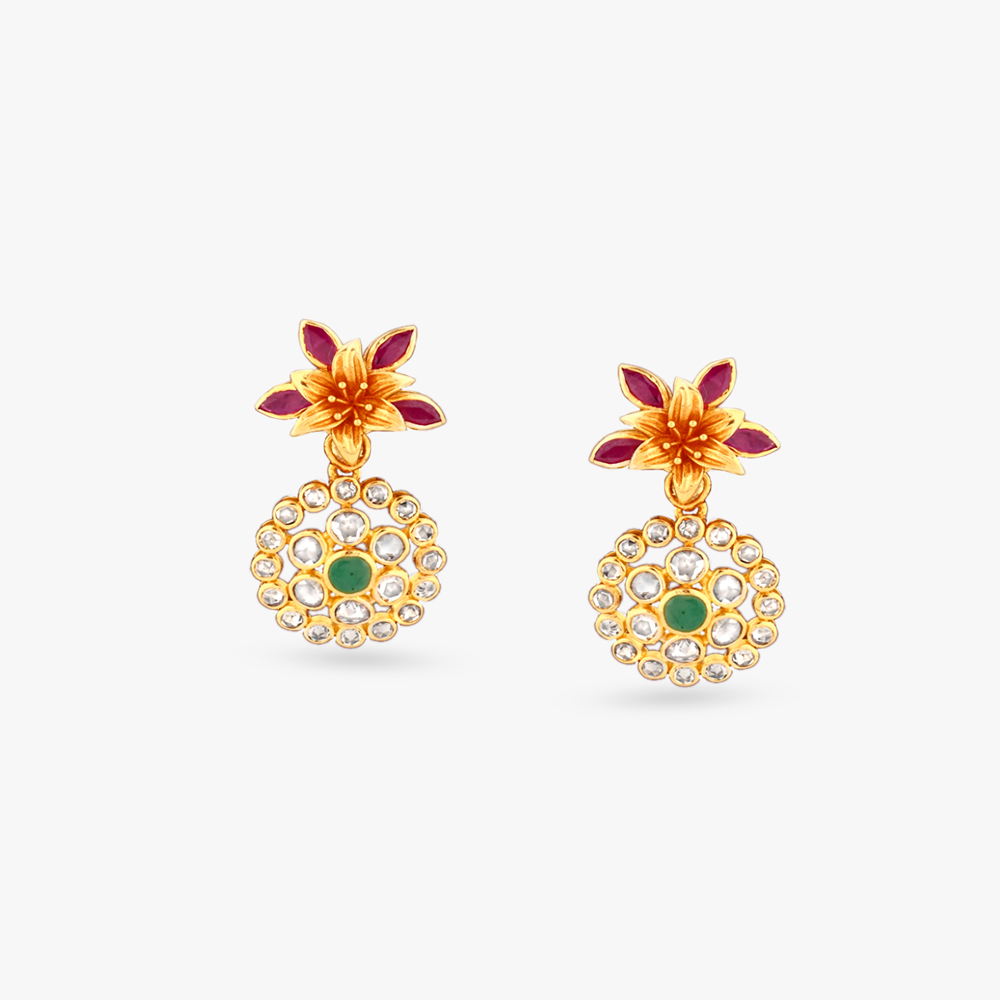 Orbital Bloom Gold Drop Earrings,,hi-res image number null