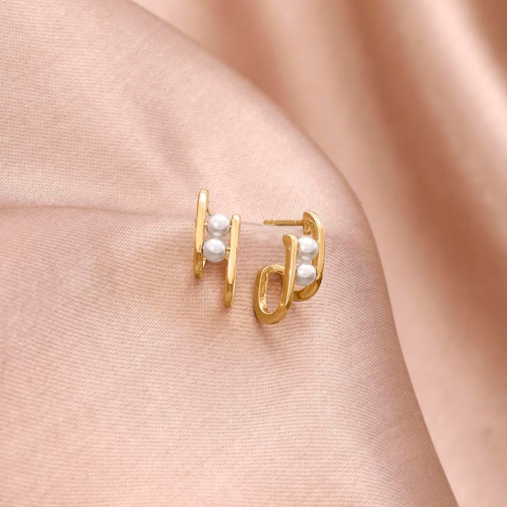 Bold Duo Pearl Stud Earrings,,hi-res image number null
