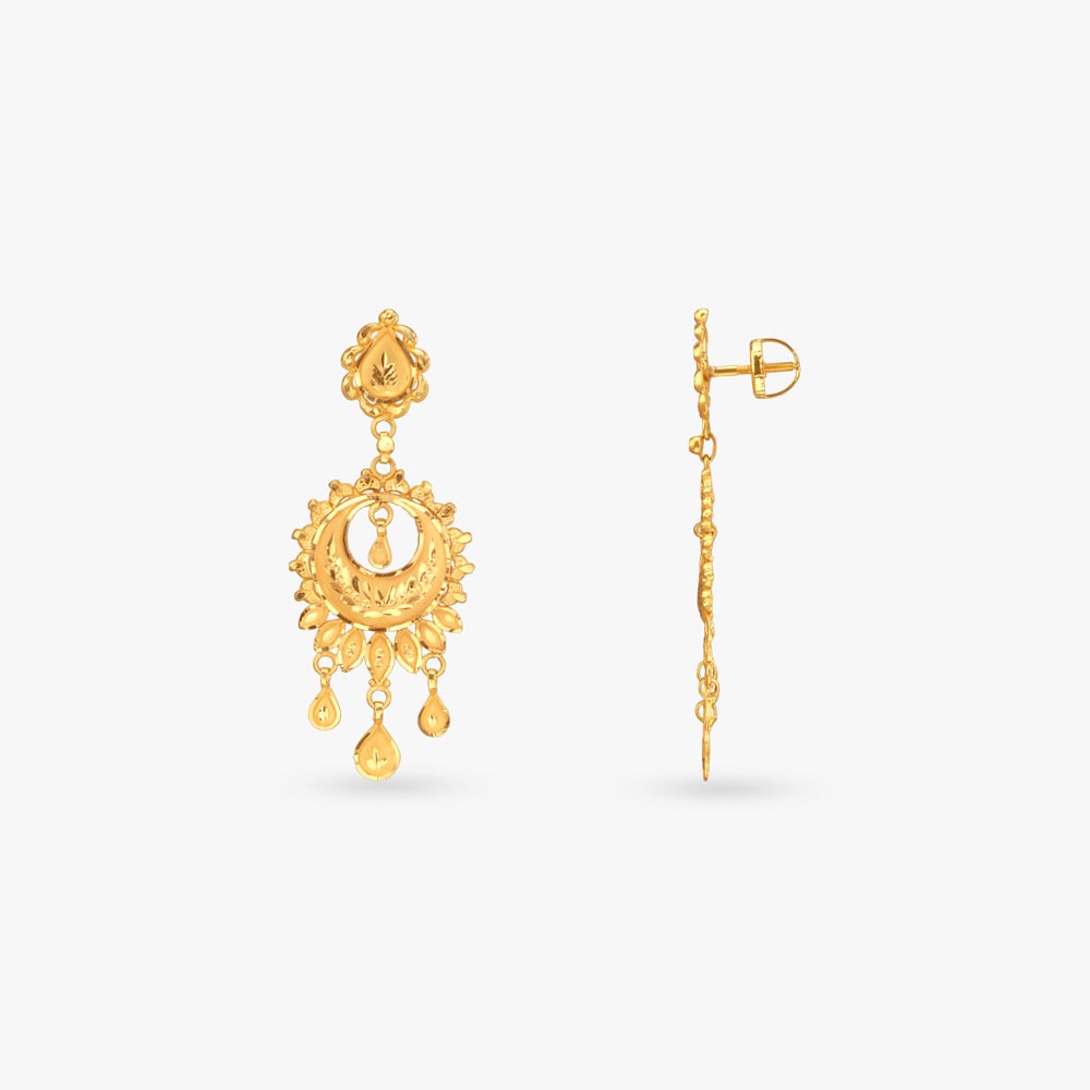 Crescent Rain Gold Drop Earrings,,hi-res image number null
