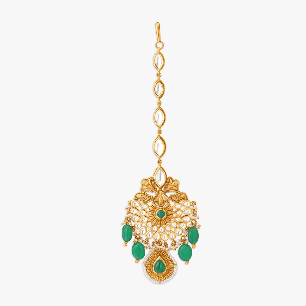 Magnificient glass kundan Maang Tikka,,hi-res image number null