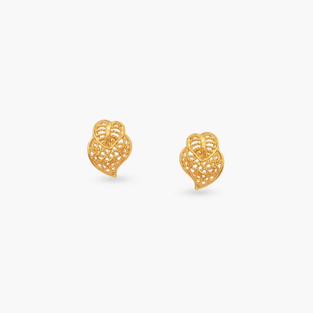 

Little Leaf Gold Stud Earrings for Kids