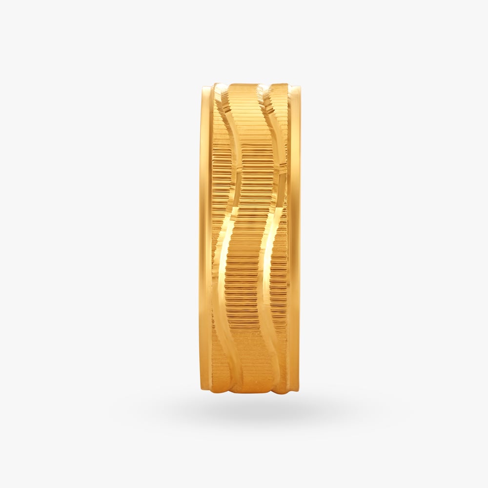 Grooved Men's Gold Finger Ring,,hi-res image number null