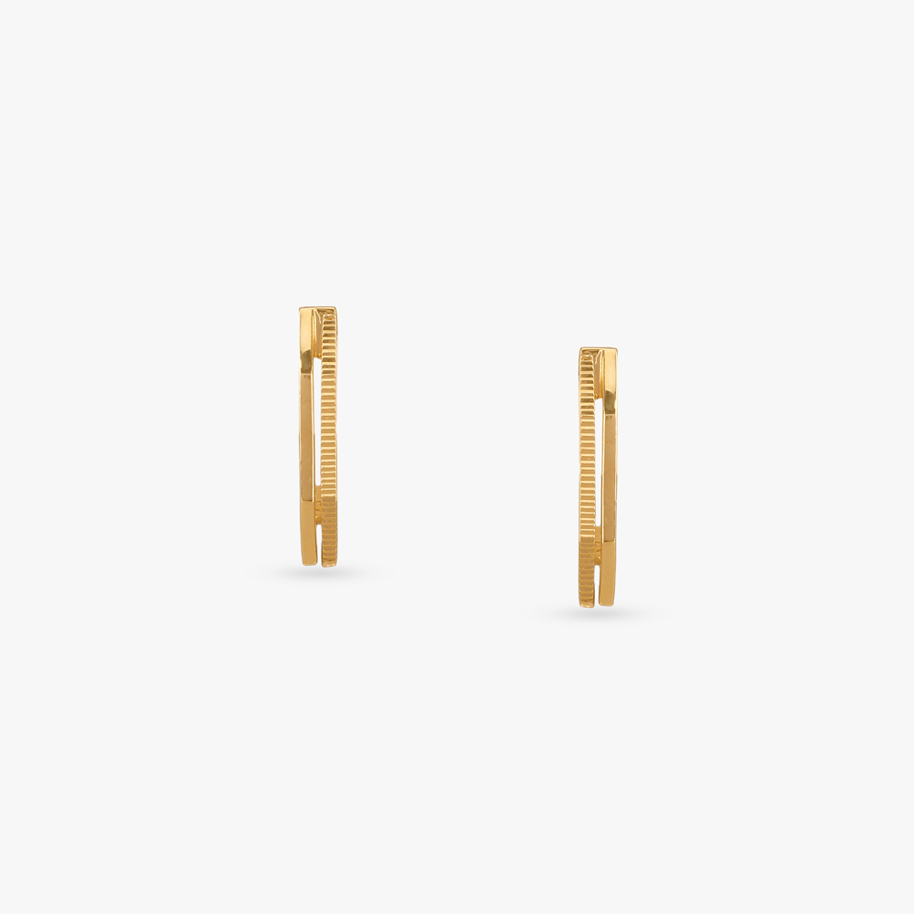 Geo-Edge Gold Hoop Earrings,,hi-res image number null
