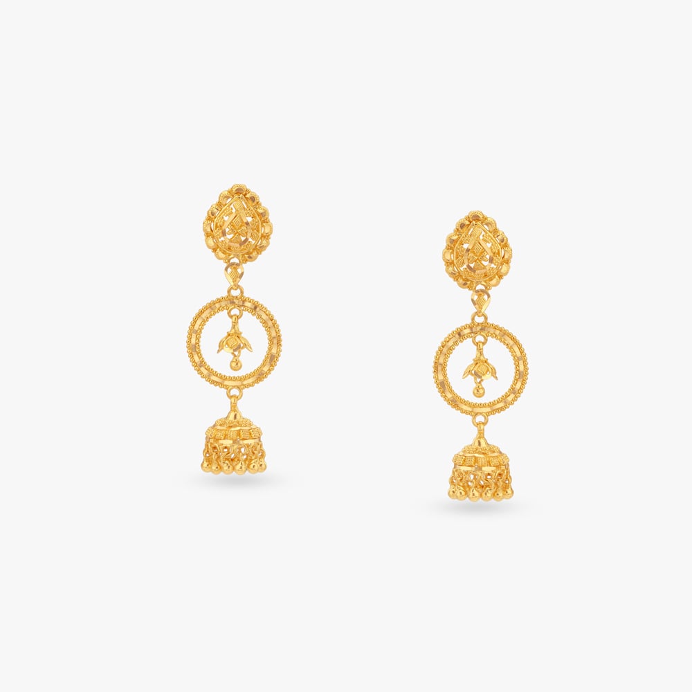 Regal Grace Gold Jhumka Earrings,,hi-res image number null