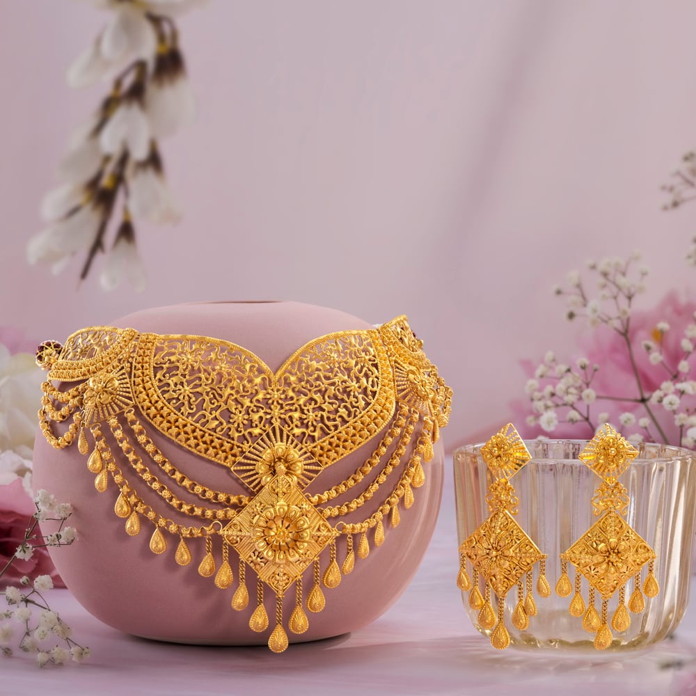 Majestic Peacock Gold Necklace Set,,hi-res image number null