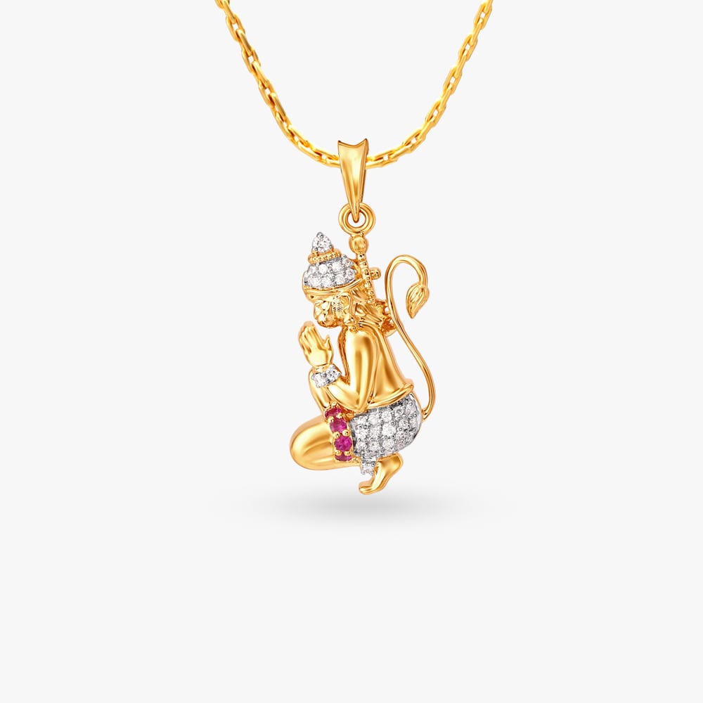 Veer Hanuman Diamond Pendant,,hi-res image number null