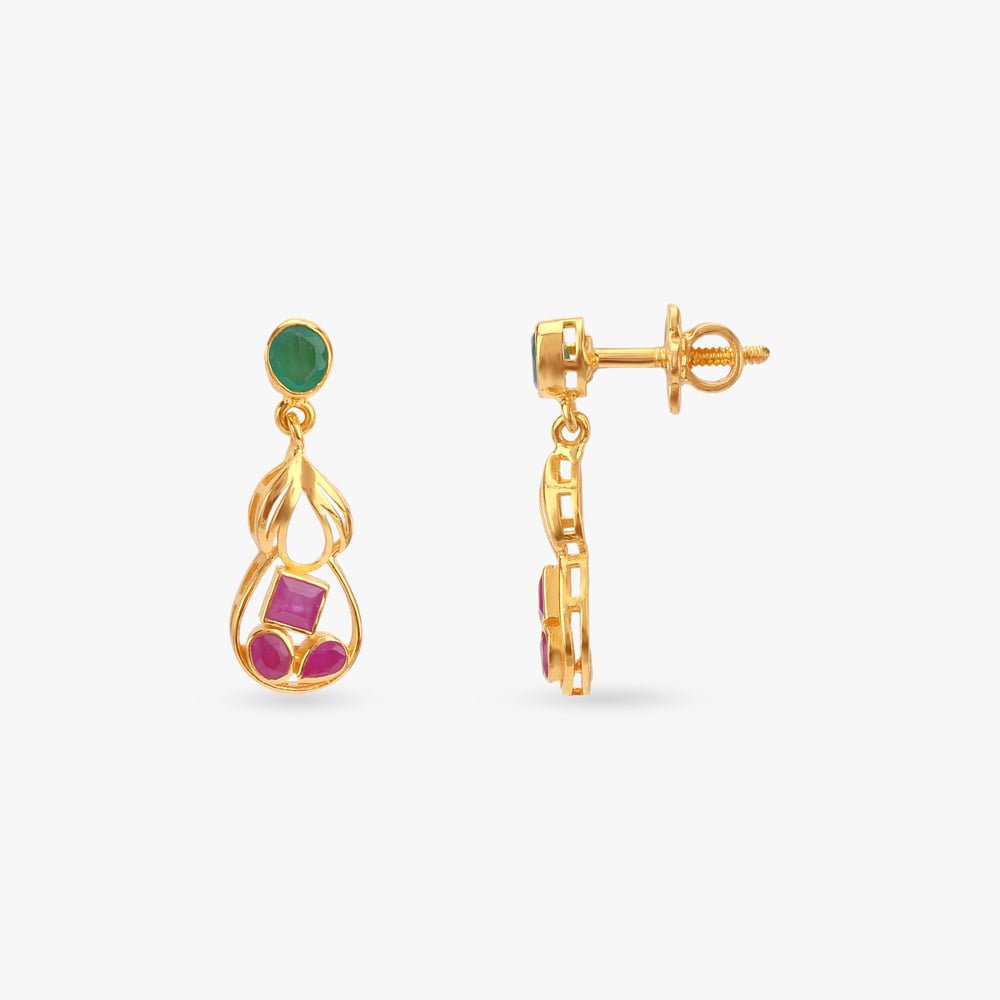 Petal Twist Gold Drop Earrings,,hi-res image number null