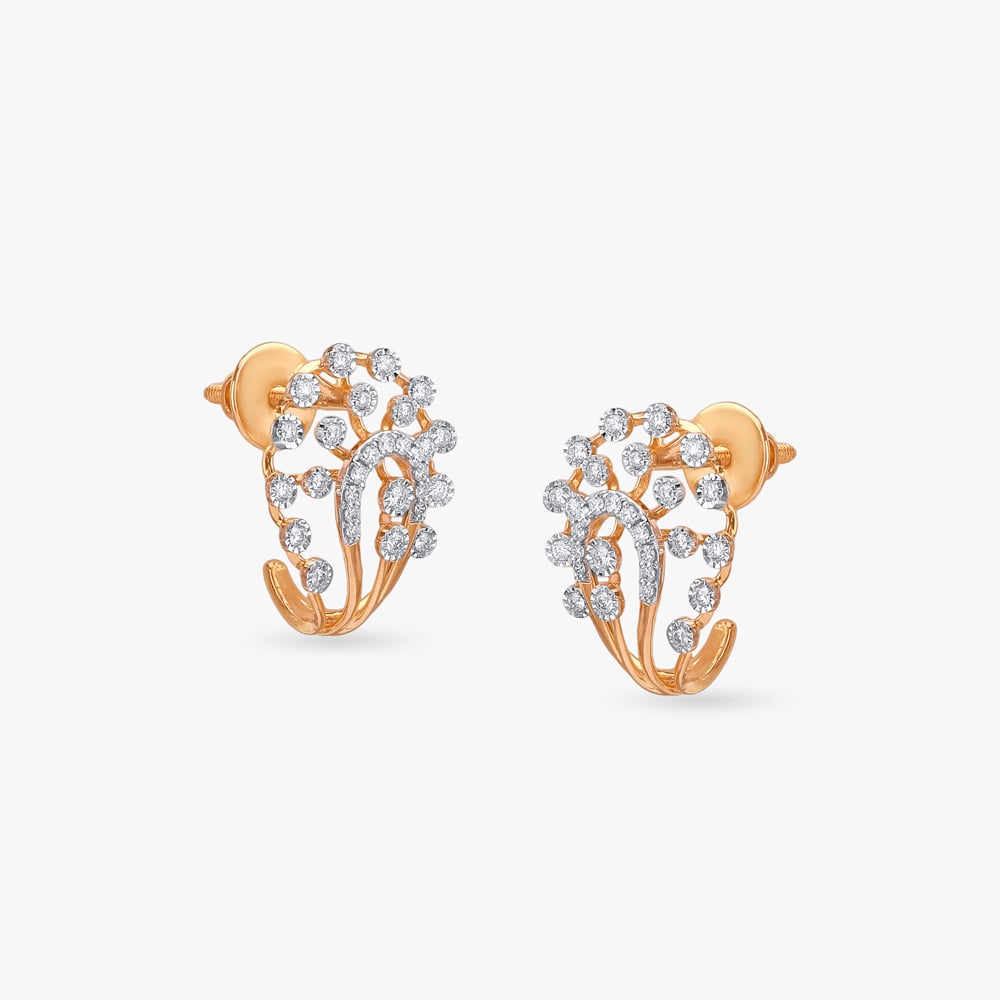 Graceful Crest Diamond Stud Earrings,,hi-res image number null