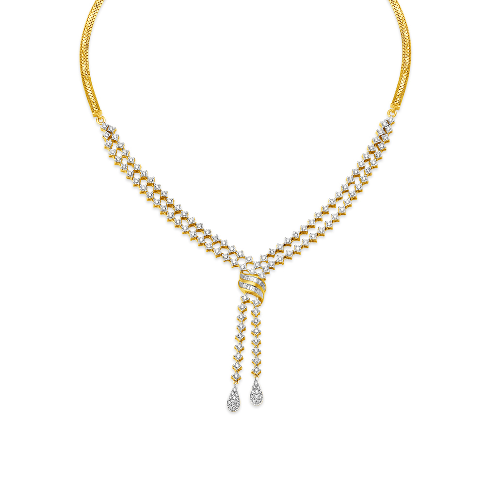 Coruscating Yellow Gold And Diamond Cascade Necklace Set,,hi-res image number null