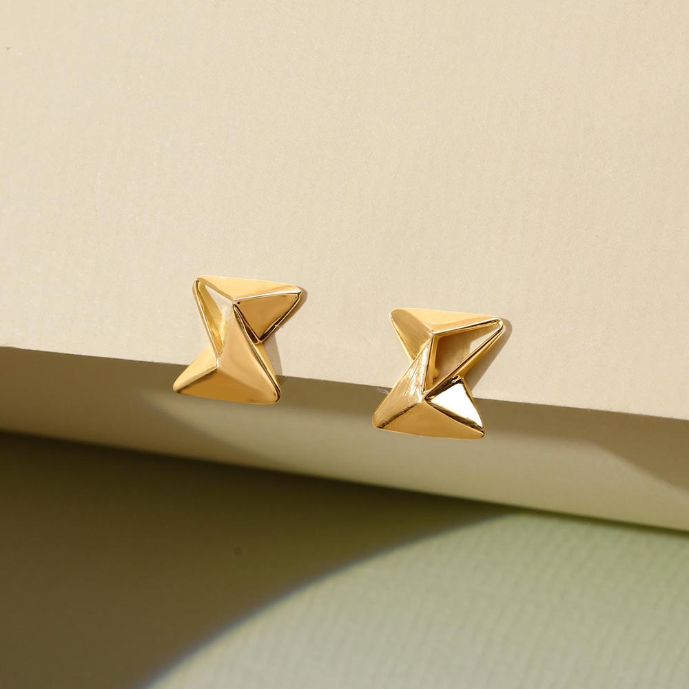 Edgy Prism Gold Stud Earrings,,hi-res image number null