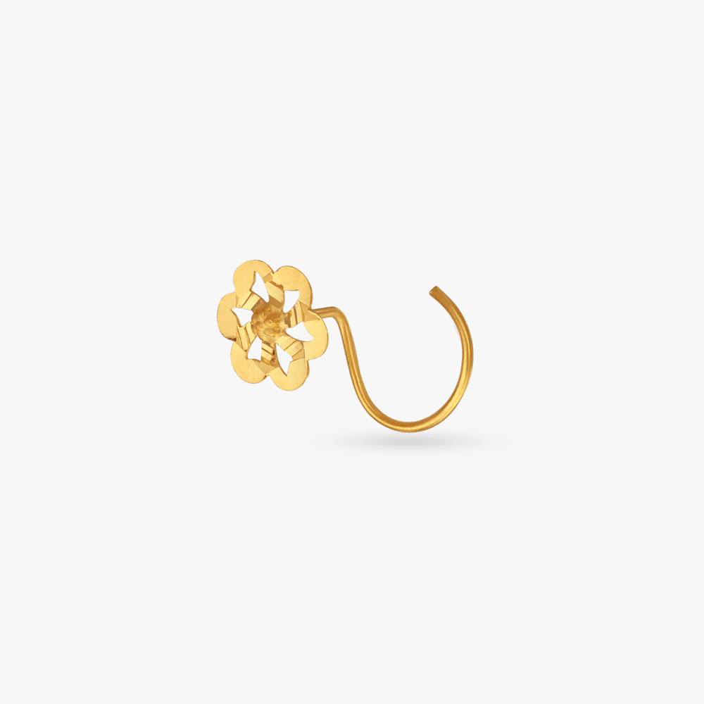 Artistic Floral Gold Nose Pin,,hi-res image number null