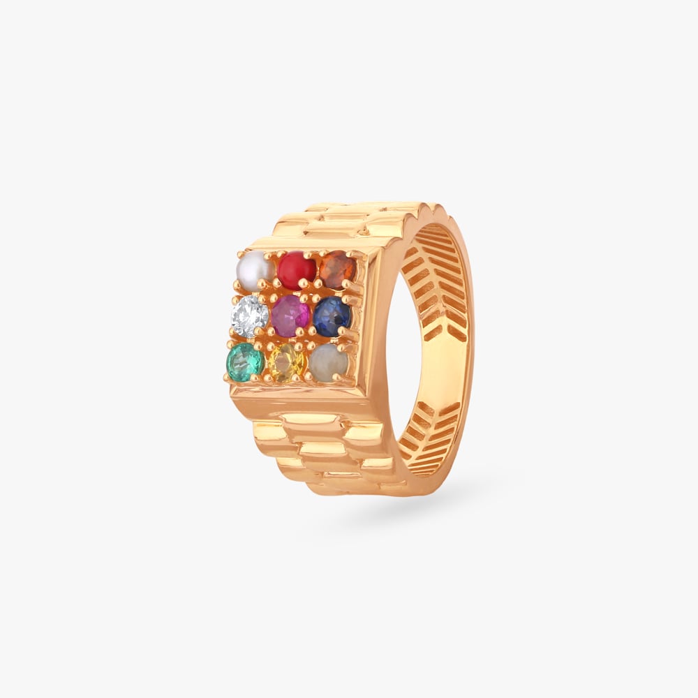 

Regal Navratna Diamond Ring For Men