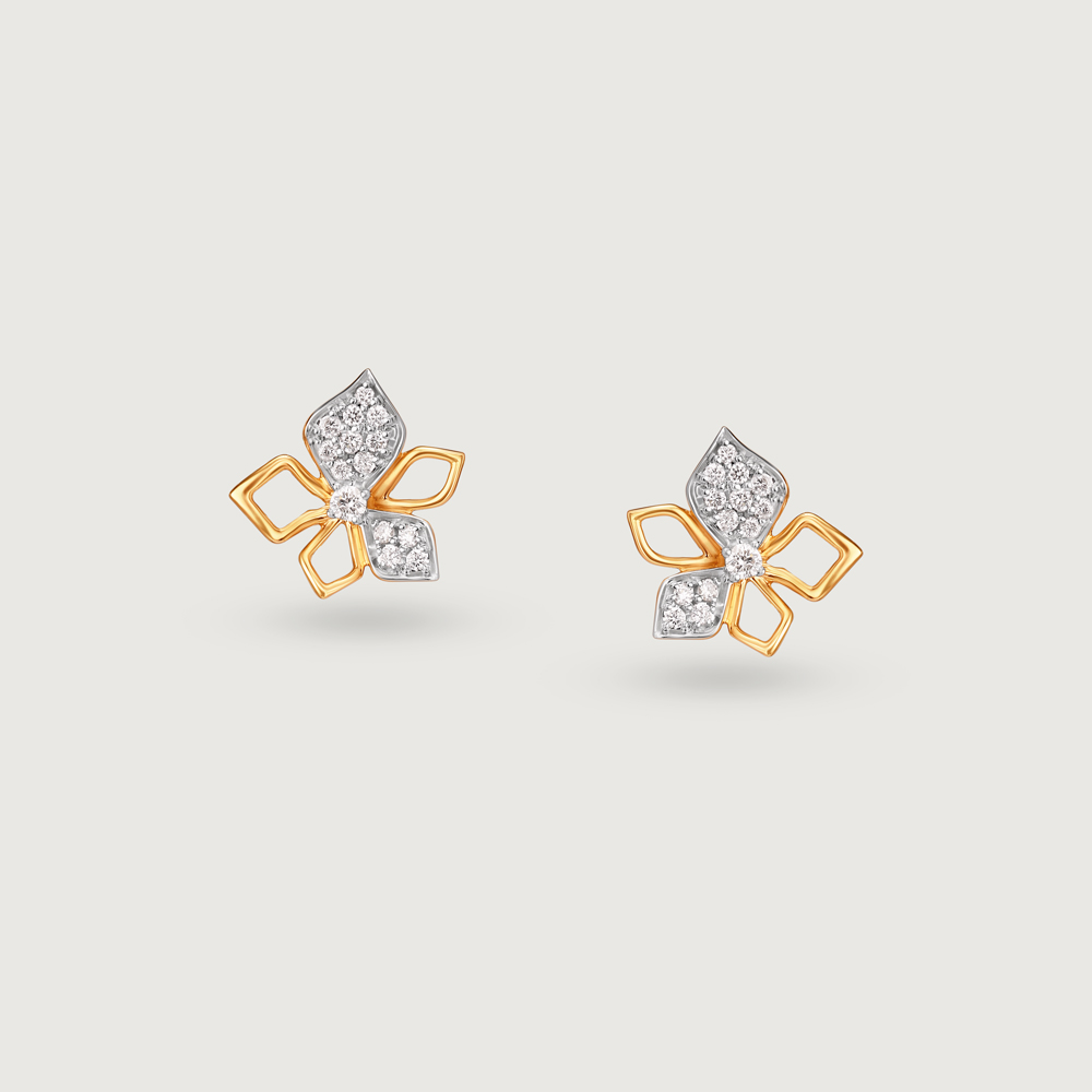 Sparkling Symmetry Gold & Diamond Stud Earrings,,hi-res image number null