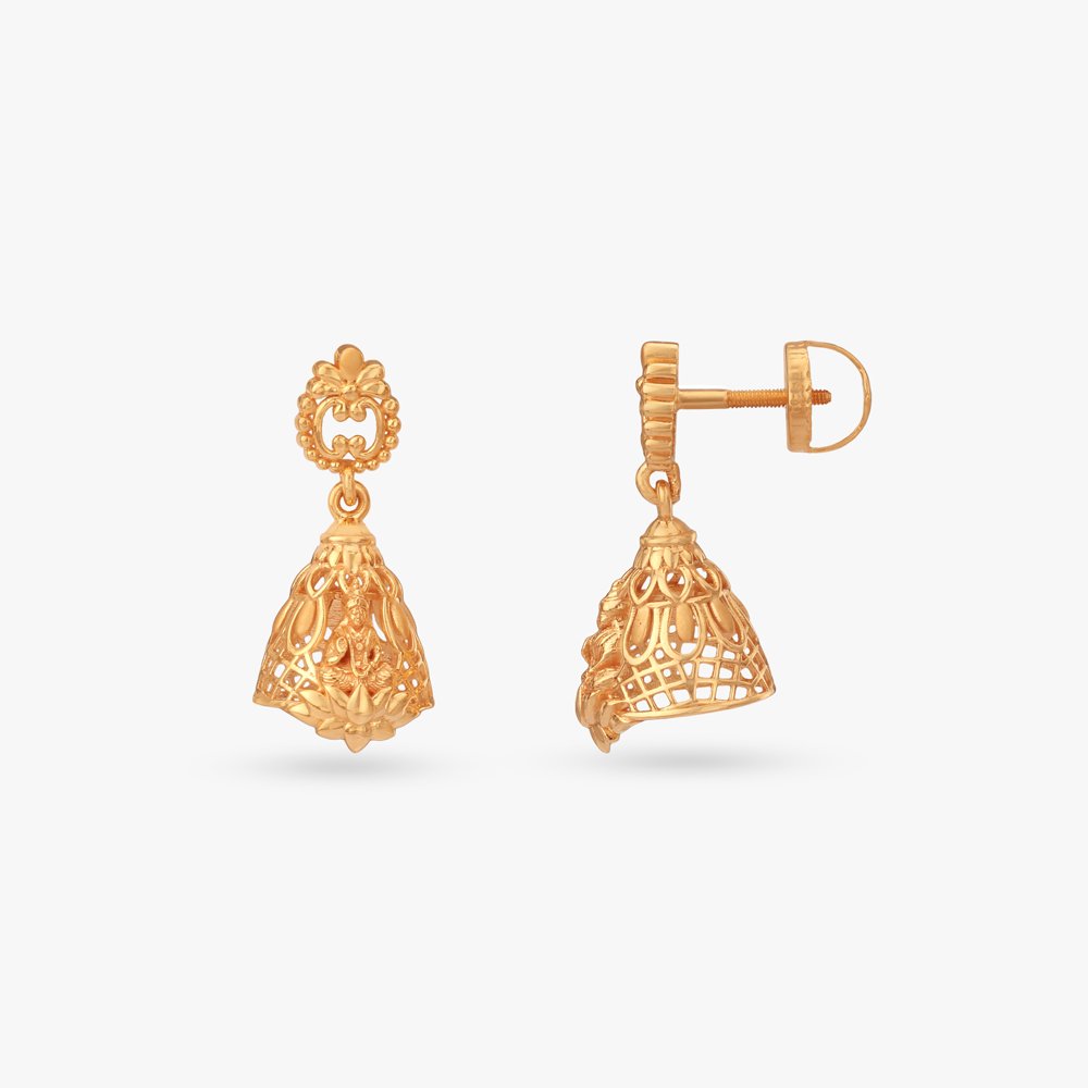 Deity Figure Bell Jhumkas,,hi-res image number null