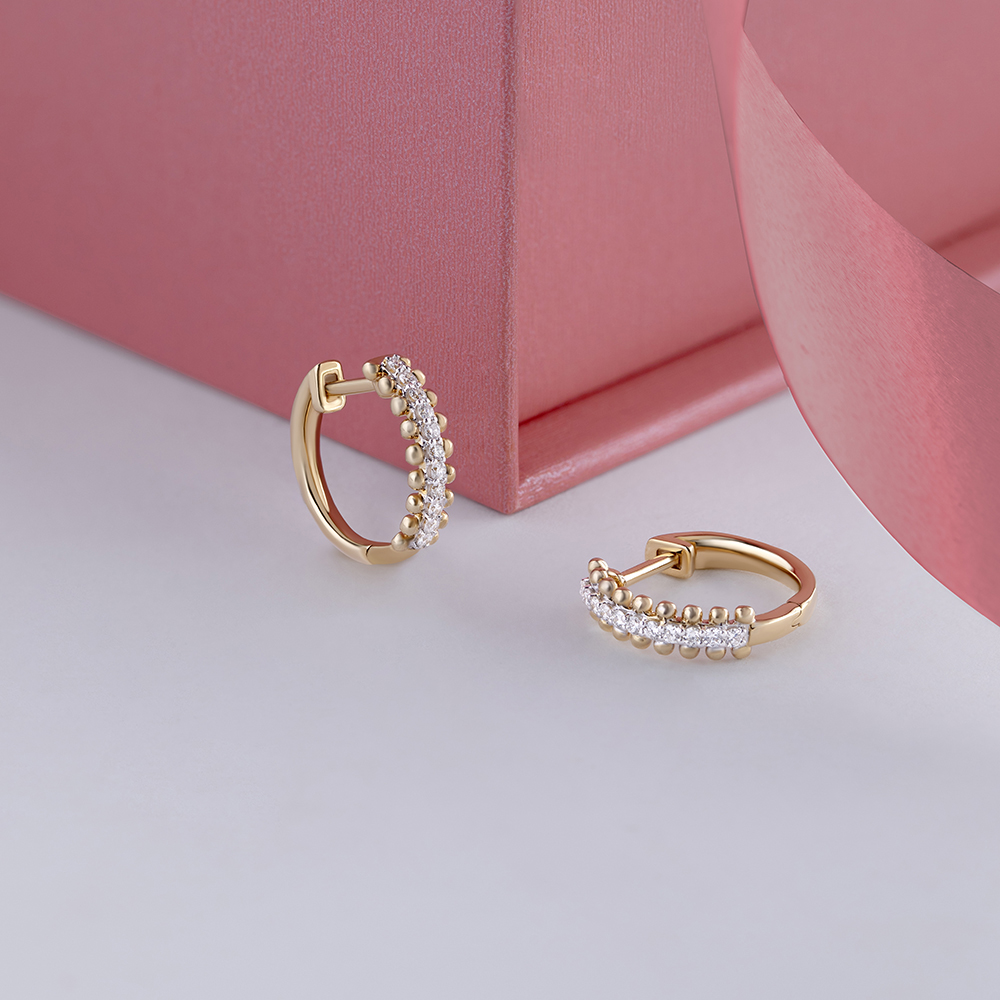 Chic Dazzling Gold & Diamond Hoop Earrings,,hi-res image number null