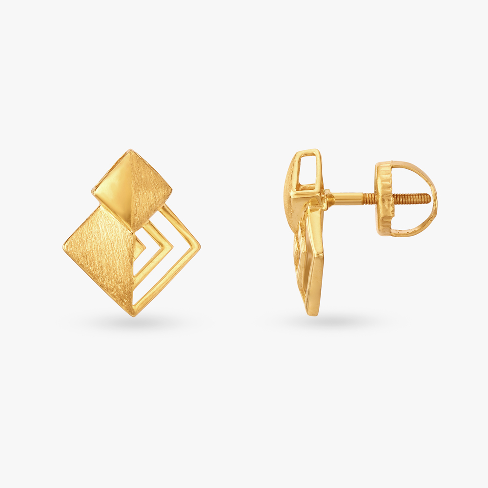 Dimensional Gold Stud Earrings,,hi-res image number null