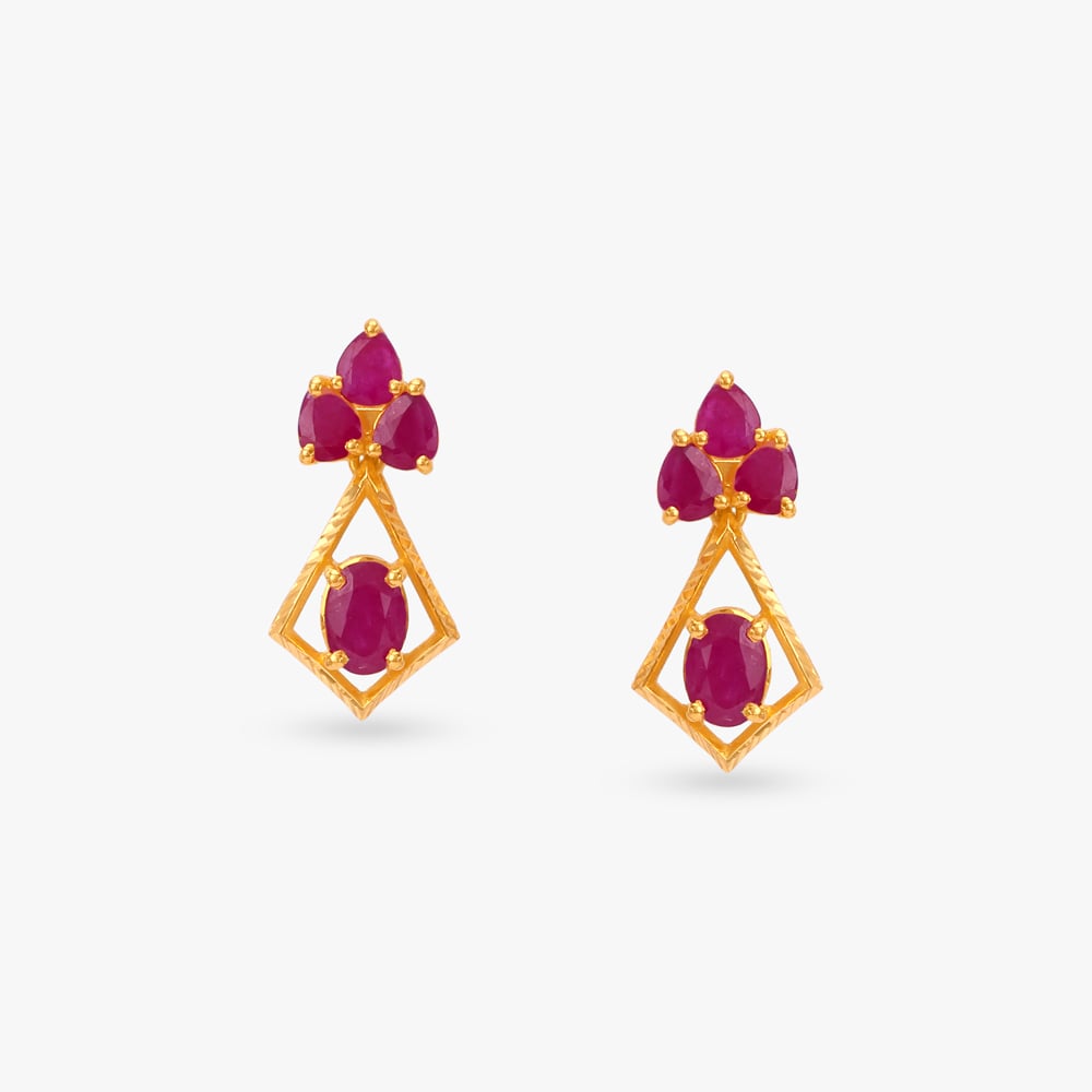 Ruby Crown Drop Earrings,,hi-res image number null