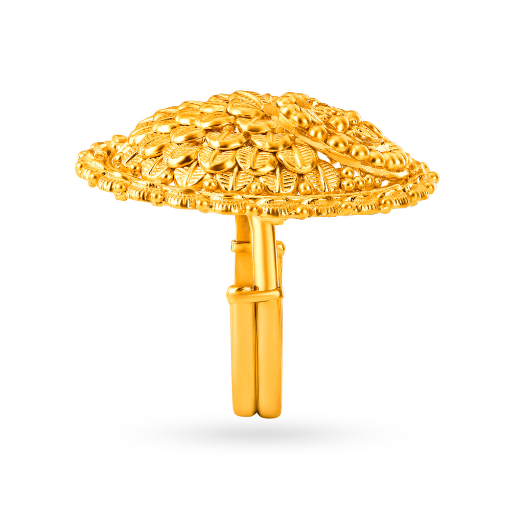 Intricate Circular 22 Karat Gold Finger Ring,,hi-res image number null